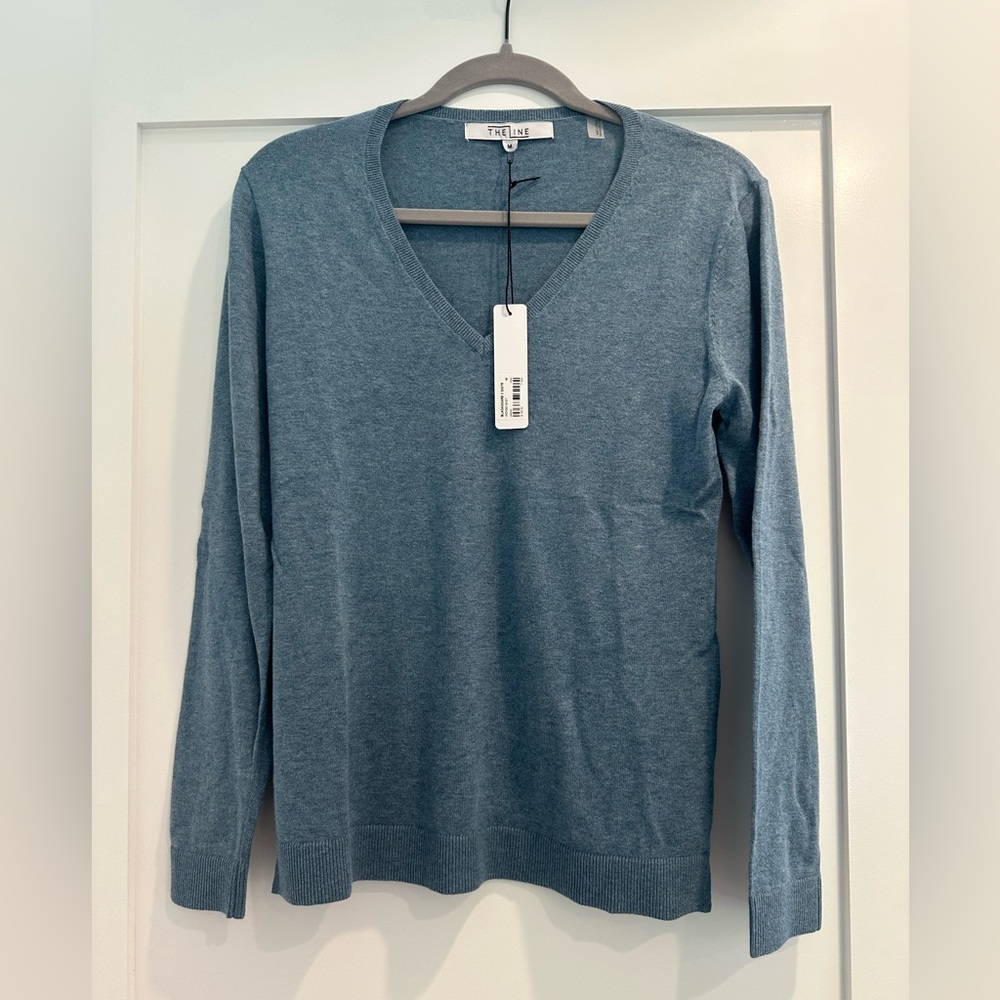Lightweight V neck sweater/ The Line. 70% cotton, 20% nylon 10% silk